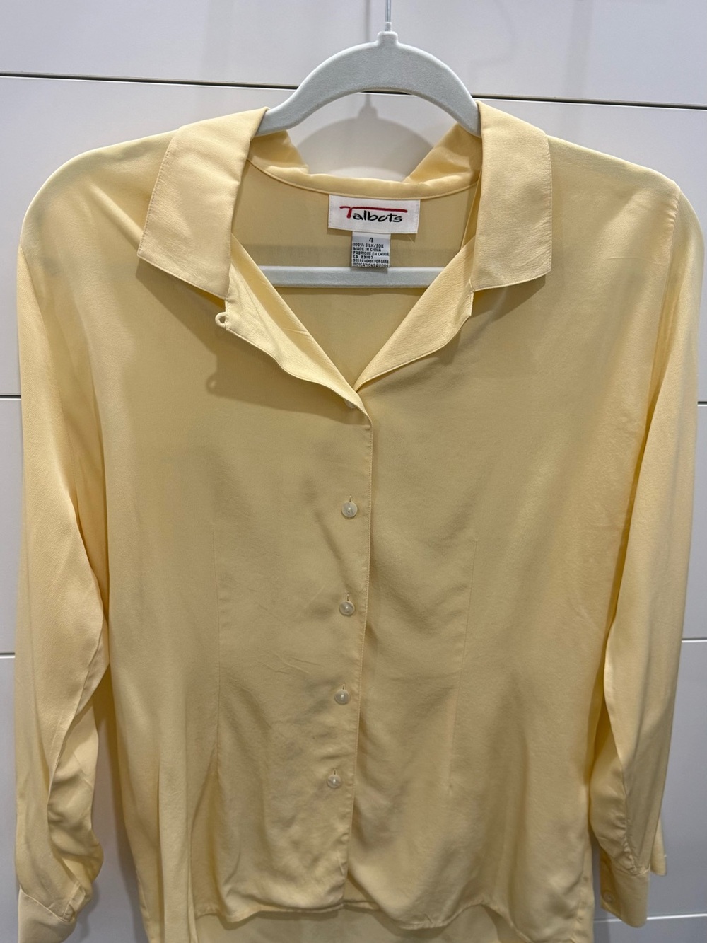 Talbots butter yellow silk blouse size 4